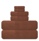 6-Piece Jacquard Bath Towel Set – 100% Cotton 600 GSM Luxury Towels – Soft, Absorbent & Quick Dry – Includes 2 Bath Towels, 2 Hand Towels & 2 Washcloths – Elegant Bathroom & Gift Set - Image 2