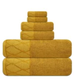 6-Piece Jacquard Bath Towel Set – 100% Cotton 600 GSM – Ultra Soft & Absorbent