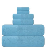 6-Piece Jacquard Bath Towel Set – 100% Cotton 600 GSM – Ultra Soft & Absorbent - Image 3