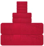 8-Piece Zero Twist Cotton Bath Towel Set – 100% Cotton Luxury Towels – Ultra Soft & Absorbent - Image 6