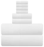 8-Piece Zero Twist Cotton Bath Towel Set – 100% Cotton Luxury Towels – Ultra Soft & Absorbent - Image 8