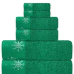 6-Piece Christmas Bath Towel Set – 100% Cotton 600 GSM Towels – Ultra Soft & Absorbent