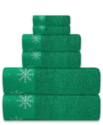 6-Piece Christmas Bath Towel Set – 100% Cotton 600 GSM Towels – Ultra Soft & Absorbent