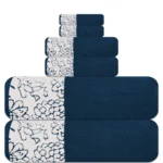 6-Piece Jacquard Bath Towel Set – 100% Cotton 600 GSM Luxury Towels – Soft & Quick Dry