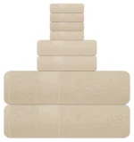 8-Piece Zero Twist Cotton Bath Towel Set – 100% Cotton Luxury Towels – Ultra Soft & Absorbent - Image 2