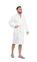 100% Cotton Unisex Bathrobe – Terry Cloth with Belt & Pockets – Soft & Absorbent
