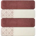 4-Piece Jacquard Bath Towel Set – 100% Cotton 600 GSM – Ultra Soft & Absorbent
