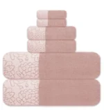 6-Piece Jacquard Bath Towel Set – 100% Cotton 600 GSM Luxury Towels – Soft & Quick Dry - Image 2