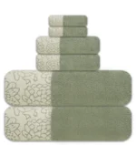 6-Piece Jacquard Bath Towel Set – 100% Cotton 600 GSM Luxury Towels – Soft & Quick Dry - Image 3