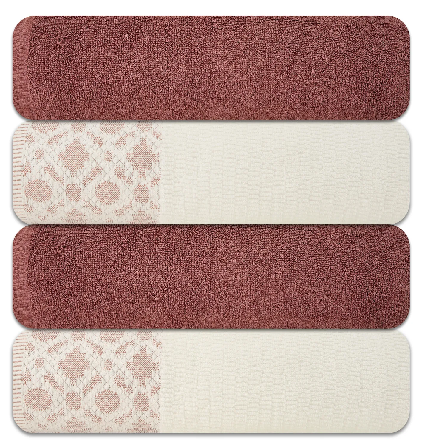 3 4-Piece Jacquard Bath Towel Set – 100% Cotton 600 GSM – Ultra Soft & Absorbent - Image 1