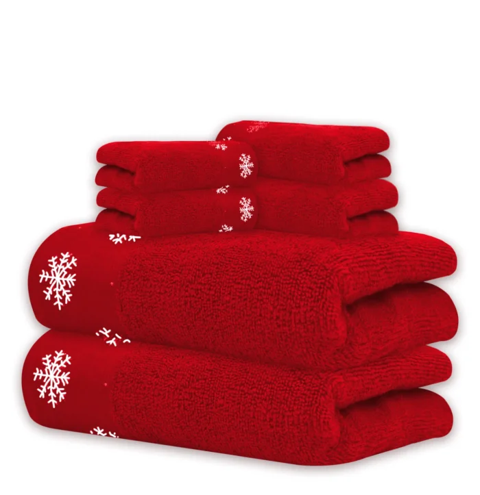 6-Piece Christmas Bath Towel Set – 100% Cotton 600 GSM Towels