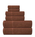 6-Piece Velour Jacquard Bath Towel Set – 100% Cotton 600 GSM Luxury Towels – Ultra Soft & Quick Dry