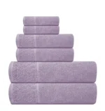 6-Piece Velour Jacquard Bath Towel Set – 100% Cotton 600 GSM Luxury Towels – Ultra Soft & Quick Dry - Image 3